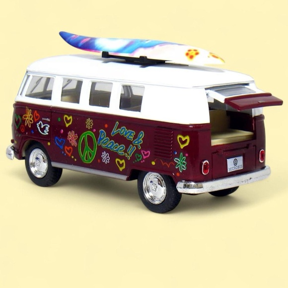 KiNSMART 1962 Volkswagen Classic Bus Die-Cast Model (Surfboard • Flower Power) - Picture 2 of 8
